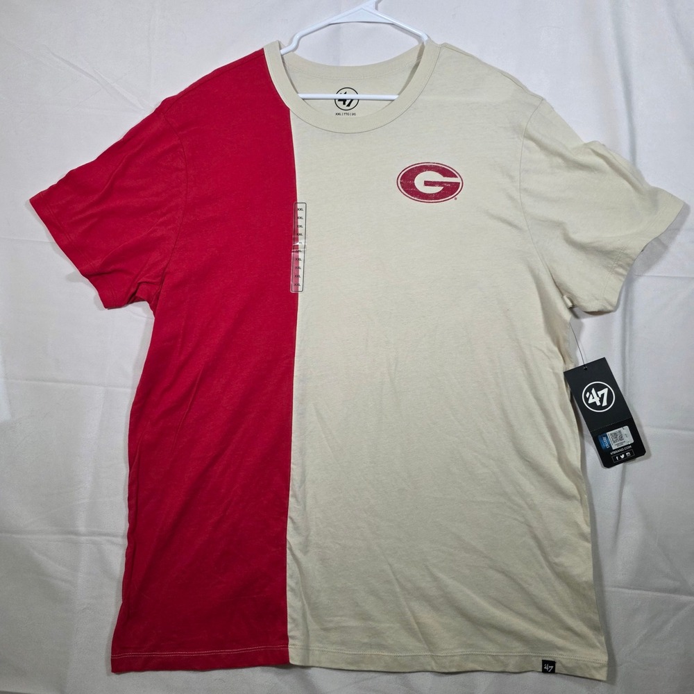 47 Brand Georgia Bulldogs T Shirt Mens XXL Two Tone Split Color New With Tags